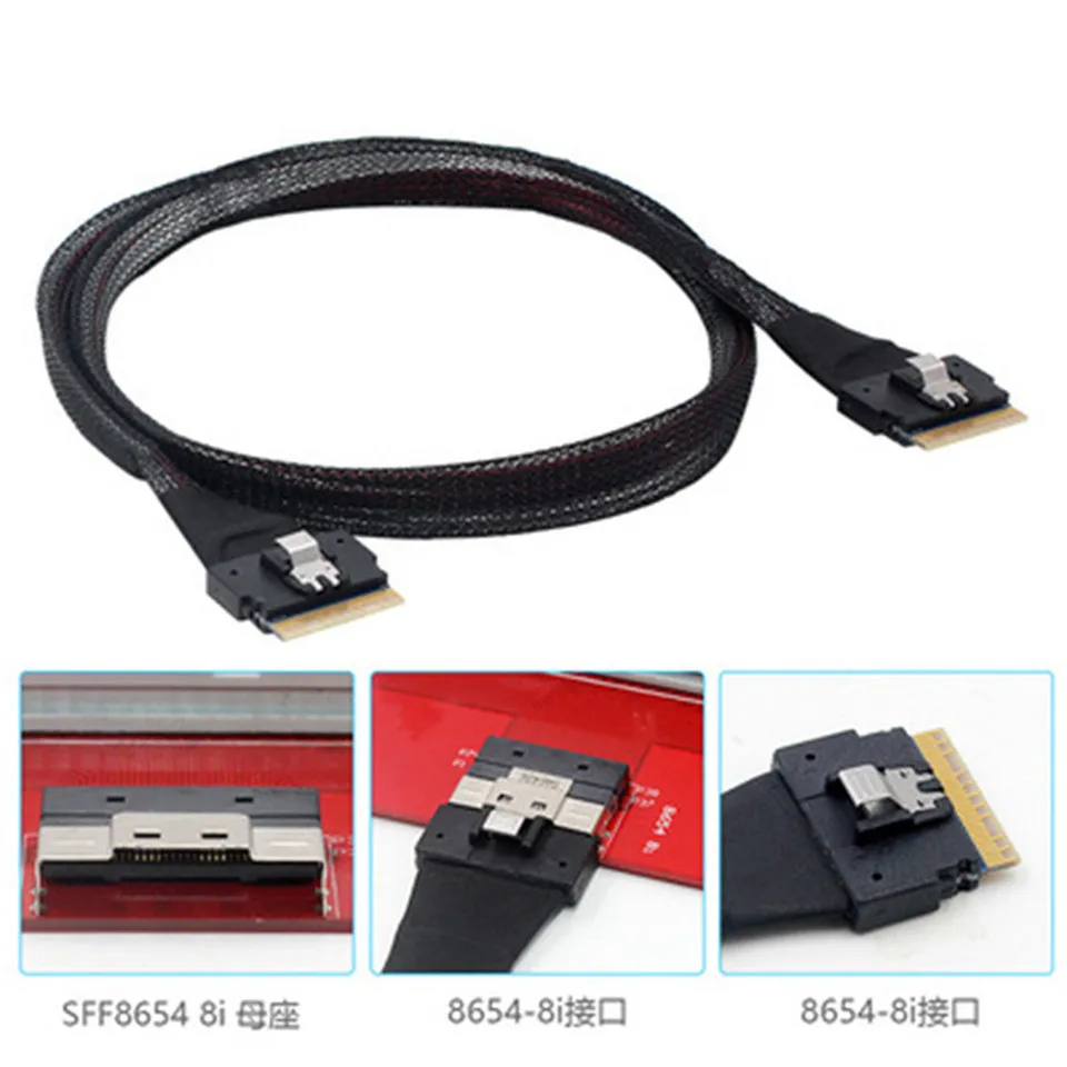 SFF-8654 74Pin Slim SAS для PCI-E Slimline SAS 4.0, хост-кабель SFF-8654 8i 74pin - 0