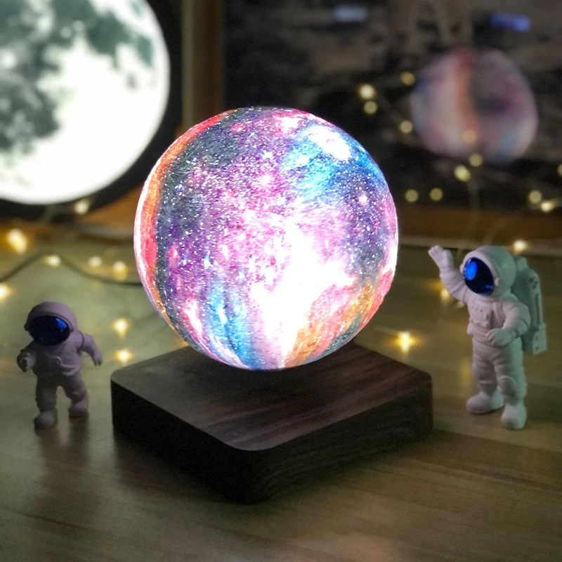 Вращающаяся на 360 ° Магнитная Левитирующая Луна Настольная Лампа 3D Плавающая Галактика Звезда Атмосфера Светодиодный Ночник для Подарков другу на День Рождения - 0