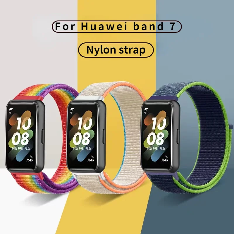 Новый нейлоновый ремешок для Huawei Band 7 Спортивный тканый браслет Регулируемый браслет для Huawei Band 7 Сменные аксессуары для часов - 0