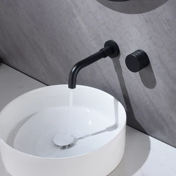Высококачественный роскошный черный латунный смеситель для раковины в ванной комнате Настенный смеситель для бассейна с холодной и горячей водой 1 ручка Высококачественный кран