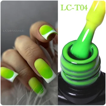Желто-Зеленый Термогелевый лак для ногтей LILYCUTE, 3 слоя, изменяющий цвет, Полупостоянный Гель-лак для ногтей, смываемый при температуре
