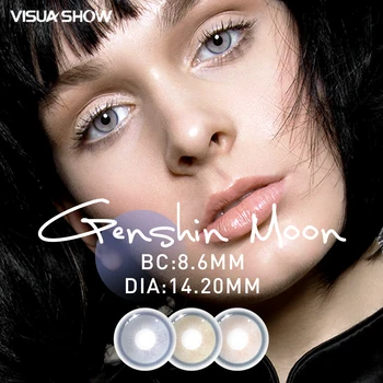 VISUASHOW Цветные линзы Genshin Moon Beauty Контактные линзы для близорукости от -1,00 до -8,00 2 шт. в год