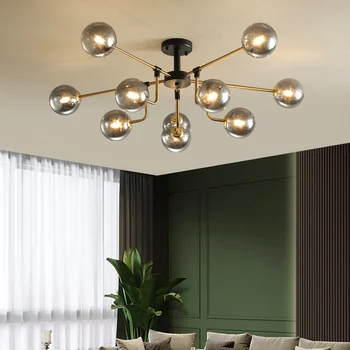 Современная светодиодная люстра в скандинавском стиле со стеклянным шаром для гостиной, столовой, кухни, спальни, потолочный подвесной светильник, подвесной светильник G9