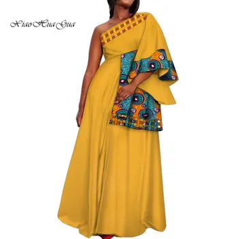 Африканские Платья для Женщин, Вечерние Свадебные Платья 2022, Африканское Платье с Принтом, Длинное Платье Макси на одно плечо, Дашики, Плюс Размер, WY1453