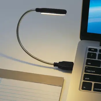 Портативная Гибкая Настольная Лампа для Чтения, Освещение для Клавиатуры Ноутбука, Светодиодный Ночник, USB-Штекер, Лампа Для Мобильного Питания Компьютера