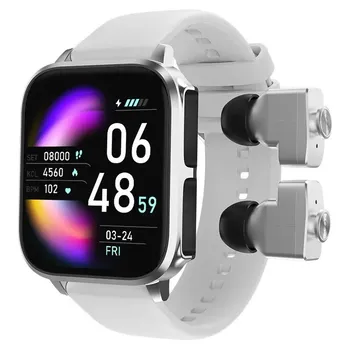 Смарт-часы T22 2 в 1 с 1,83-дюймовым HD-дисплеем для мужчин и женщин, беспроводные наушники TWS, мониторинг сердечного ритма, артериального давления, здоровья, умные часы