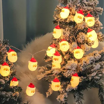 2022 Новый 10/20 светодиодный Снеговик, Санта-Клаус, Сказочная Гирлянда, Гирлянды, Рождественские огни на батарейках для домашней вечеринки, Свадебный декор