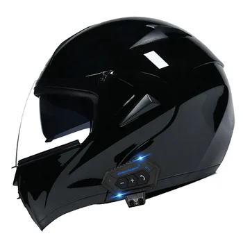 Откидной Козырек с Двумя Объективами Bluetooth Шлем с Полным Лицом Мужская Мотоциклетная Маска Спортивные Мотоциклетные Шлемы Casco Moto