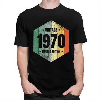 Винтажная футболка 1970 года рождения, мужская хлопковая стильная футболка с круглым вырезом и короткими рукавами, подарок на день рождения 50 лет, Футболка, одежда