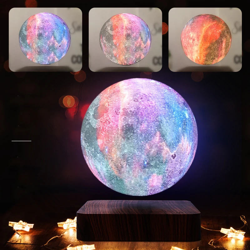 Вращающаяся на 360 ° Магнитная Левитирующая Луна Настольная Лампа 3D Плавающая Галактика Звезда Атмосфера Светодиодный Ночник для Подарков другу на День Рождения - 1
