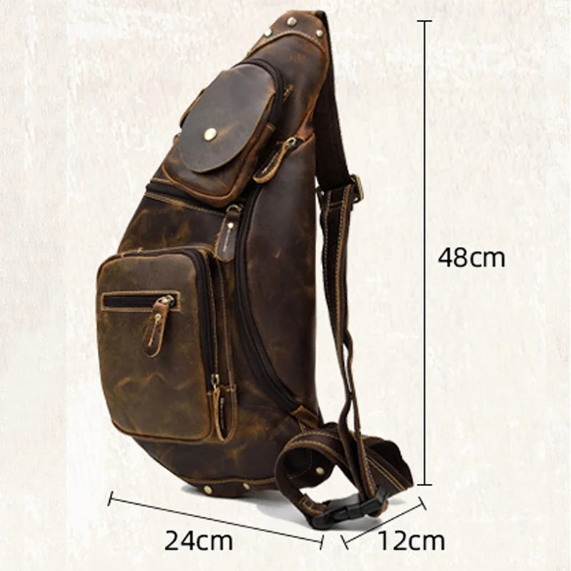 Многофункциональная сумка из натуральной кожи в стиле Ретро для мужчин, водонепроницаемая сумка через плечо, дорожная сумка-мессенджер, Нагрудная сумка для мужчин - 1