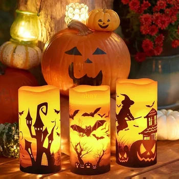 Светодиодный электронный светильник для Хэллоуина, Новый имитационный светильник для свечей, внутренний и наружный декоративный светильник
