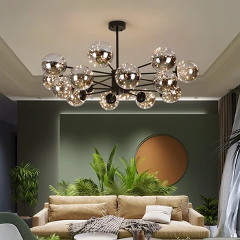 Современная креативная минималистская люстра гостиная столовая спальня декоративная черная роскошная потолочная люстра из стеклянного шара