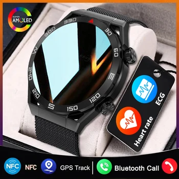 NFC Смарт-часы Мужские с полным сенсорным экраном Bluetooth Вызов GPS Трек Компас IP68 Пульсометр ЭКГ 1,5-дюймовые умные часы для Apple Samsung