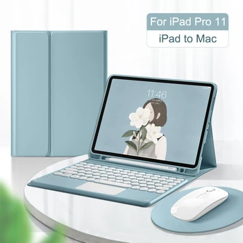 Набор чехлов для планшета с сенсорной панелью и клавиатурой для iPad Pro11 2022 2021 2020, Круглый ключ, Беспроводной Bluetooth, искусственная крышка, Подставка для ручек, Держатель