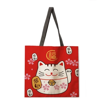 Уличная сумка для покупок, сумка Lucky cat, женская повседневная сумка, женская сумка через плечо, модная пляжная сумка, женская сумка
