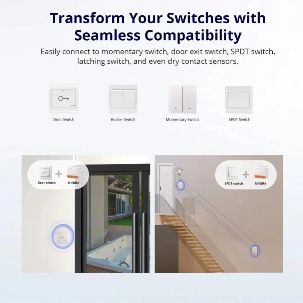 1-10 шт. SONOFF MINI R4 Wifi Switch Модуль Smart Wi-Fi 2-полосный переключатель Умный Дом Работает R5 S-MATE Беспроводное Управление Alexa Google Home - 2