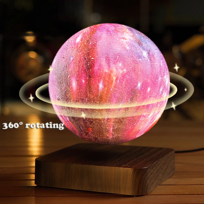 Вращающаяся на 360 ° Магнитная Левитирующая Луна Настольная Лампа 3D Плавающая Галактика Звезда Атмосфера Светодиодный Ночник для Подарков другу на День Рождения - 2