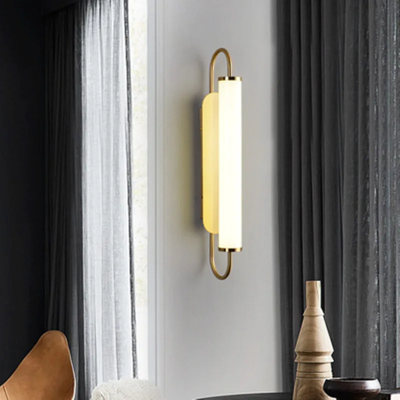 Настенный светильник в скандинавском стиле, роскошные светодиодные настенные светильники с длинной полосой, прикроватная лампа для спальни, простая лампа для декора гостиной в стиле постмодерн в прихожей - 2