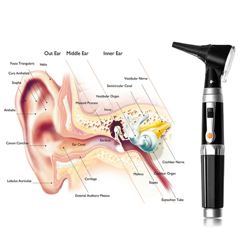 Профессиональный отоскопический уход за ушами, медицинский домашний Врач, ЛОР-эндоскоп, светодиодный портативный прямой отоскоп с 8 наконечниками - 2