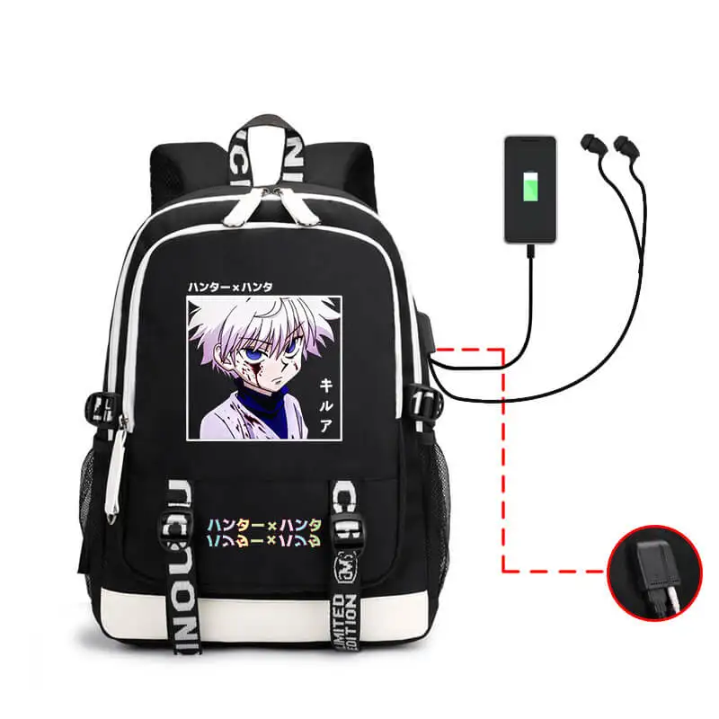 Рюкзак Hunter X Hunter с USB-портом для зарядки, сумка для книг в стиле Аниме Харадзюку для Косплея, подарок для мальчиков и девочек, школьная сумка Mochila - 2