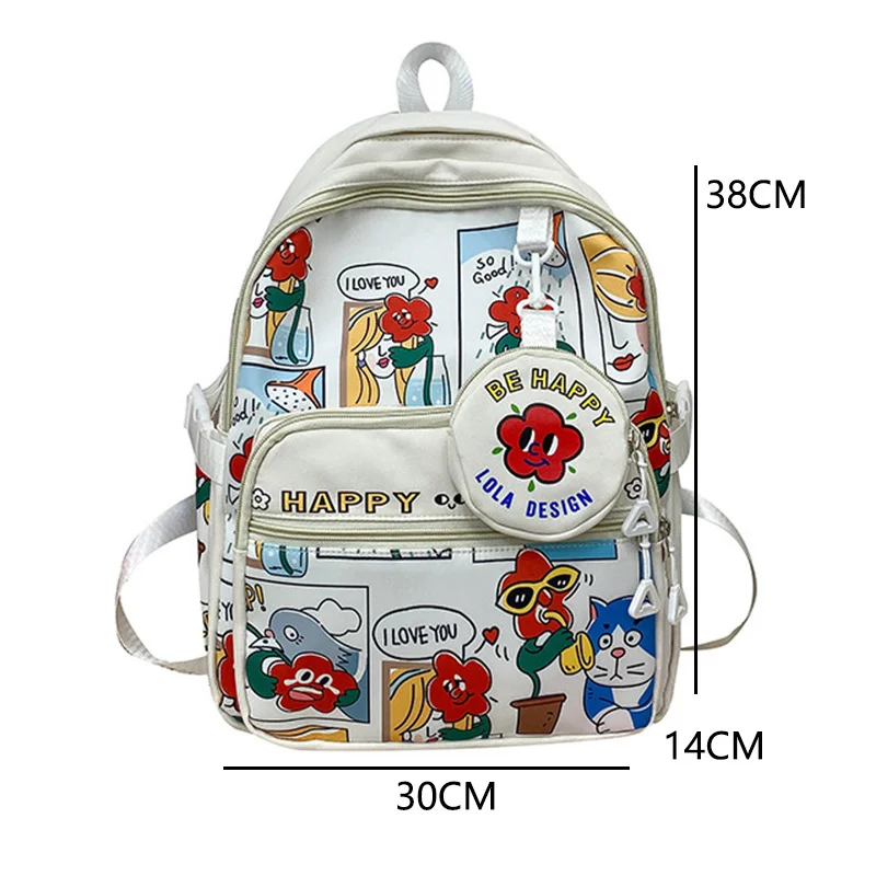 Школьная сумка для подростков для девочек и мальчиков, рюкзак с граффити для студентов колледжа, Женский нейлоновый школьный рюкзак для кампуса, японский мультфильм - 2