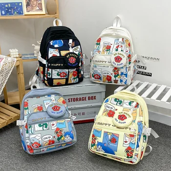 Школьная сумка для подростков для девочек и мальчиков, рюкзак с граффити для студентов колледжа, Женский нейлоновый школьный рюкзак для кампуса, японский мультфильм