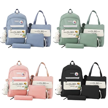 Женский рюкзак для ноутбука в стиле Харадзюку, 4 шт., нейлоновые школьные сумки для девочек-подростков, школьная сумка для студентов колледжа, рюкзак