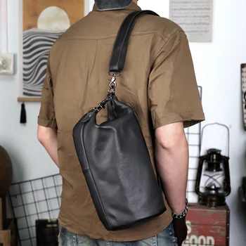 Мужская Нагрудная сумка из натуральной кожи, Большая Вместительная Дорожная сумка через плечо, спортивная сумка Oraganizer, сумки-мессенджеры для мужчин