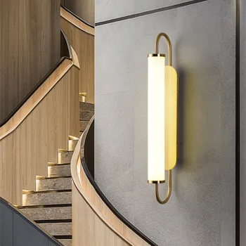 Настенный светильник в скандинавском стиле, роскошные светодиодные настенные светильники с длинной полосой, прикроватная лампа для спальни, простая лампа для декора гостиной в стиле постмодерн в прихожей