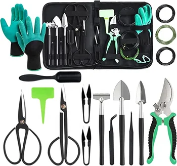 Набор инструментов для бонсай, Садовые инструменты с сумкой для хранения, инструменты для обрезки бонсай для ухода за растениями