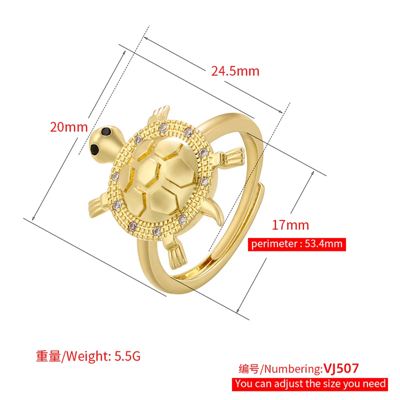 ZHUKOU 7 стилей, женские кольца с сердечками, милый Медведь, черепаха, открывающие кольца, модные кольца для девочек золотого цвета с жемчугом, ювелирные изделия оптом VJ509 - 3