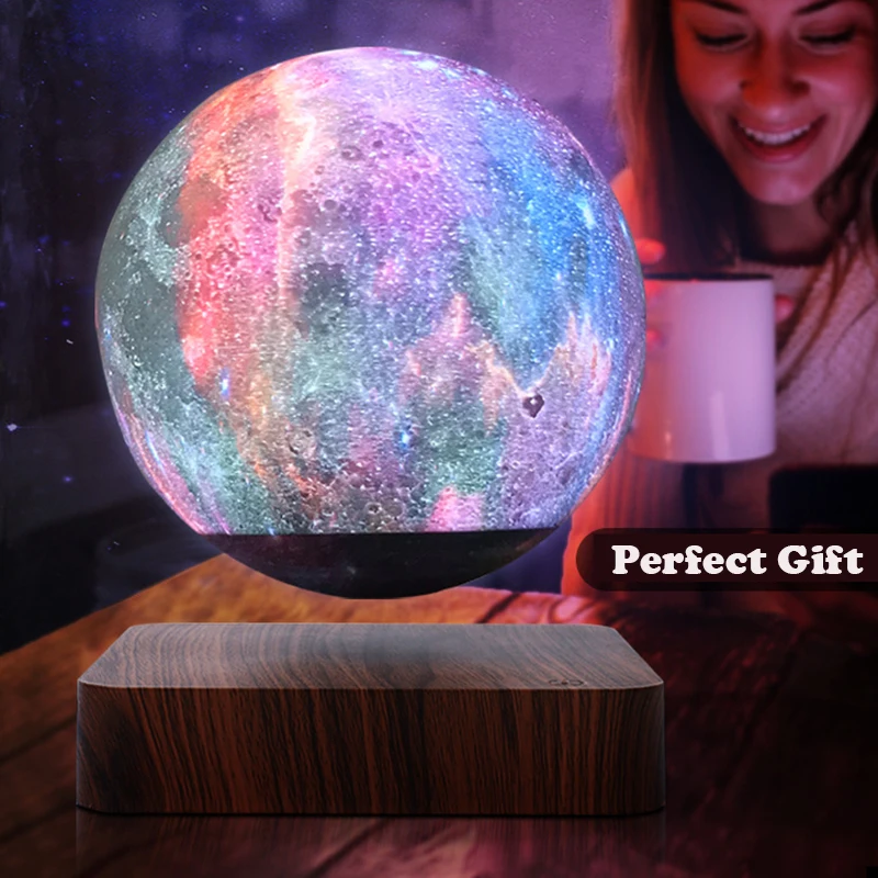 Вращающаяся на 360 ° Магнитная Левитирующая Луна Настольная Лампа 3D Плавающая Галактика Звезда Атмосфера Светодиодный Ночник для Подарков другу на День Рождения - 3