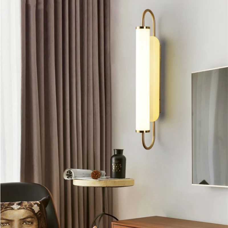 Настенный светильник в скандинавском стиле, роскошные светодиодные настенные светильники с длинной полосой, прикроватная лампа для спальни, простая лампа для декора гостиной в стиле постмодерн в прихожей - 3