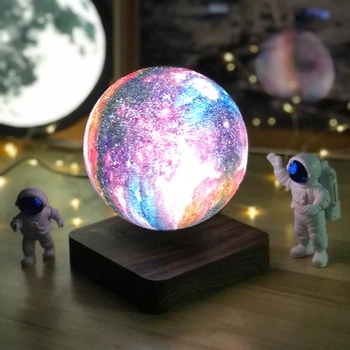 Вращающаяся на 360 ° Магнитная Левитирующая Луна Настольная Лампа 3D Плавающая Галактика Звезда Атмосфера Светодиодный Ночник для Подарков другу на День Рождения
