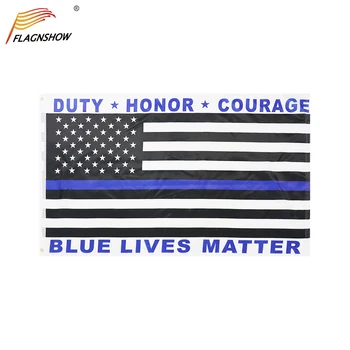 Полицейский Синий Флаг размером 3x5 Футов, Знамя Долга, Чести и Мужества