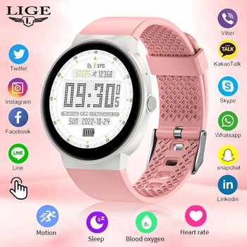 Женские Смарт-часы LIGE 2023 с HD Экраном, Bluetooth-вызов, фитнес-смарт-часы для Android и iOS, наручные часы, Бесплатная доставка, розовые