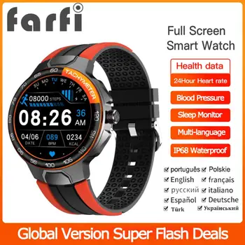 Farfi Смарт-Часы с Сенсорным экраном, Пульсометр Bluetooth 5.0, 1,28-дюймовый Музыкальный GPS-Информационный Спортивный Браслет для Android