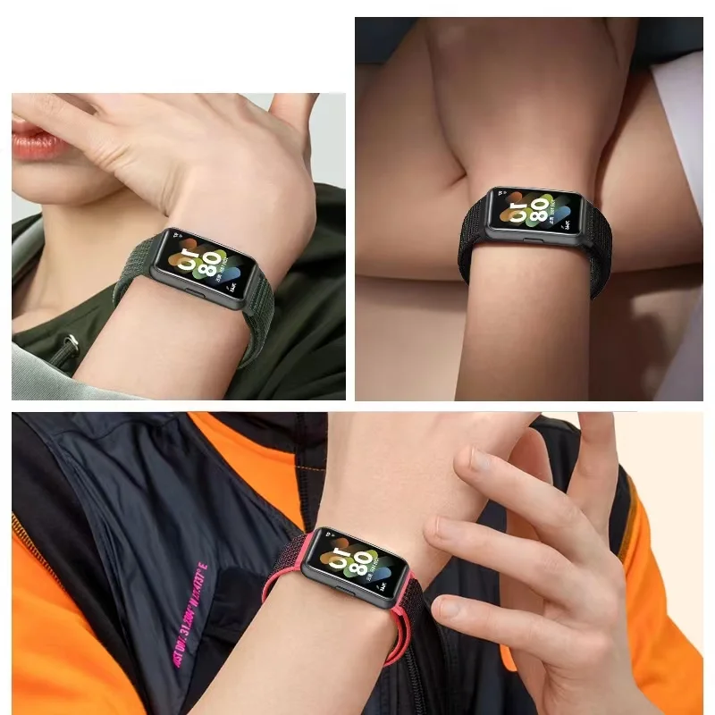 Новый нейлоновый ремешок для Huawei Band 7 Спортивный тканый браслет Регулируемый браслет для Huawei Band 7 Сменные аксессуары для часов - 4