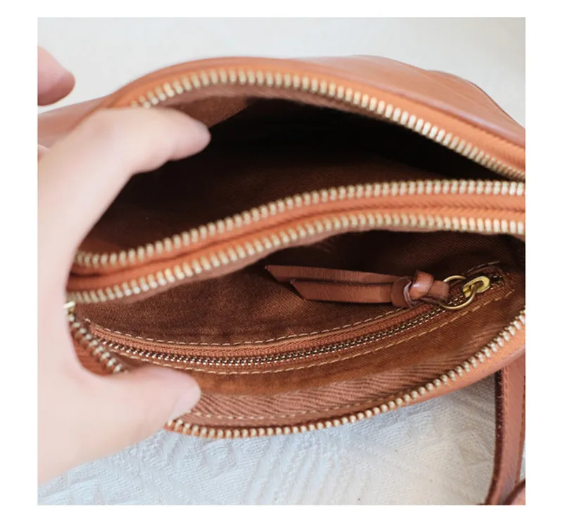 Простая повседневная Высококачественная женская мини-сумка из натуральной кожи коричневого цвета, Модная Дизайнерская летняя сумка-мессенджер, хит продаж - 4