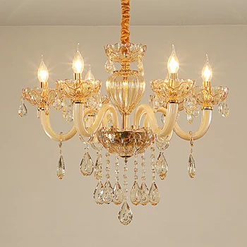 Французское элегантное и великолепное украшение комнаты Хрустальные подвесные светильники Современная романтическая свадебная стеклянная люстра цвета шампанского