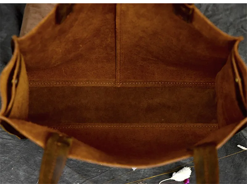 PNDME, простая винтажная мужская сумка-тоут из натуральной кожи, модная повседневная сумка для покупок из воловьей кожи, рабочие сумки, коричневая сумка-тоут - 5