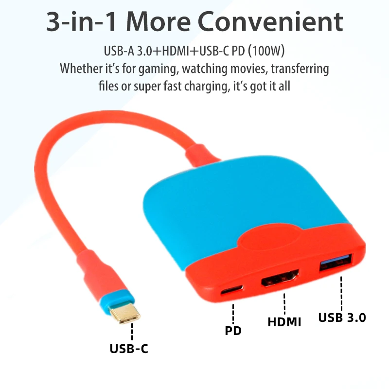 Настольная приставка USB C Switch TV Dock для Nintendo NS Switch Host, портативная док-станция, Аксессуары для HDMI-совместимого телевизора 1080P 100 Вт PD - 5