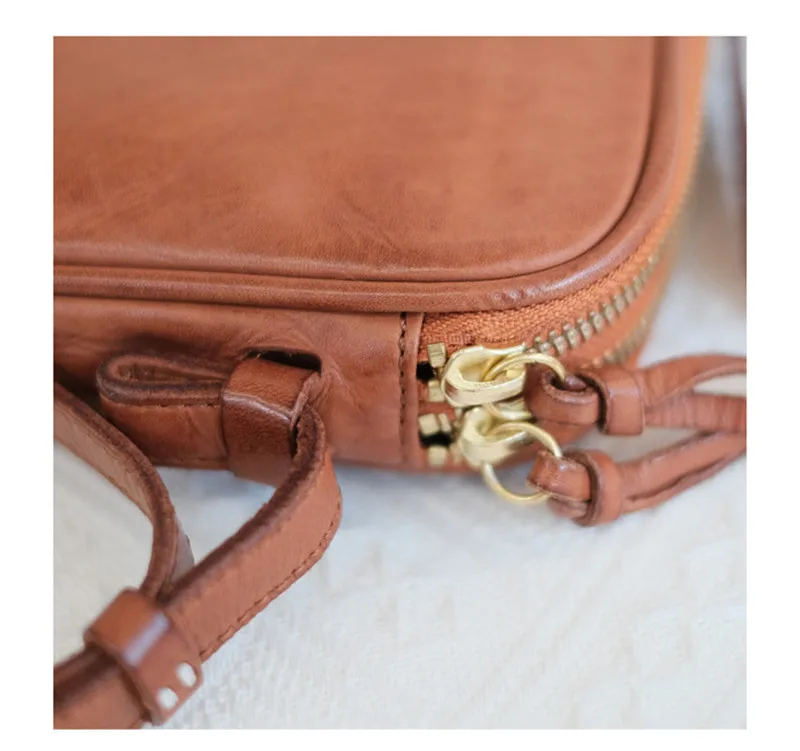 Простая повседневная Высококачественная женская мини-сумка из натуральной кожи коричневого цвета, Модная Дизайнерская летняя сумка-мессенджер, хит продаж - 5