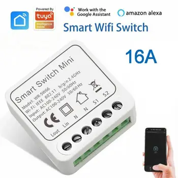 16A Tuya Wifi Smart Switch Мини-двустороннее Управление Умный Дом Функция синхронизации Smart Life Пульт Дистанционного Управления Работа с Alexa Google Home