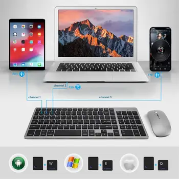Беспроводная клавиатура, совместимая с Bluetooth, двухрежимная клавиатура, зарядка без звука, ноутбук 