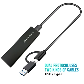 Двойной протокол M2 SSD Чехол для NVME PCI-E NGFF SATA M.2 SSD Корпус Коробка M.2 к USB 3.1 SSD Адаптер RTL9210B Чип с OTG кабелем