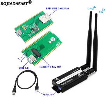 Беспроводной адаптер NGFF M.2 Key-B, слот для SIM-карты, кабель USB 3.0, 2 Антенны + Защитная коробка, Поддерживает модуль модема 3G 4G LTE
