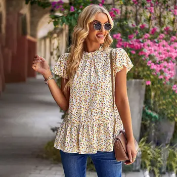 Женская одежда 2023, летняя новая блузка с цветочным рисунком, праздничные футболки с графическим рисунком, женская одежда