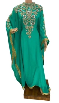 Дубайское Марокканское платье цвета Морской волны из Жоржета, Изысканное платье Farasha